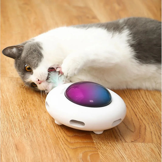 Cat-Toy-Smart-Teaser-UFO-Pet-Turntable-Catching-Training-toys-USB-Charging-