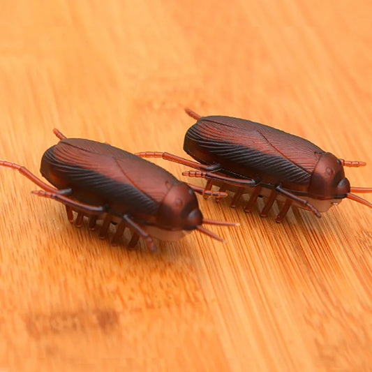 two very realistic brown electric cock roaches toy for cats