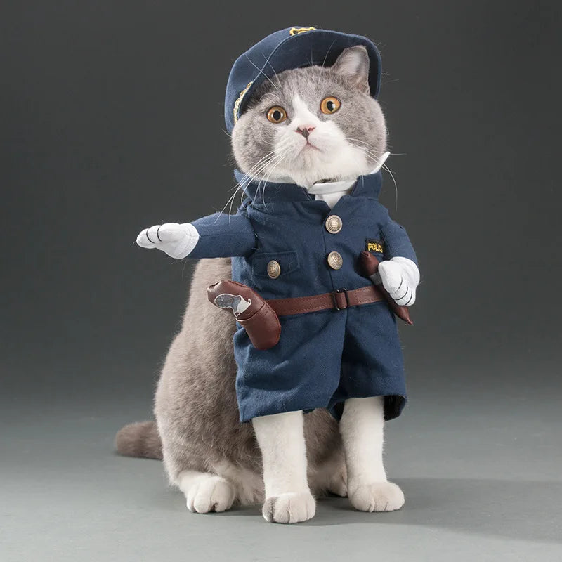 cute cotton police officer comfy cat costume for Halloween