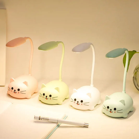 4 cute lamps in the shape of a cat on a disk 