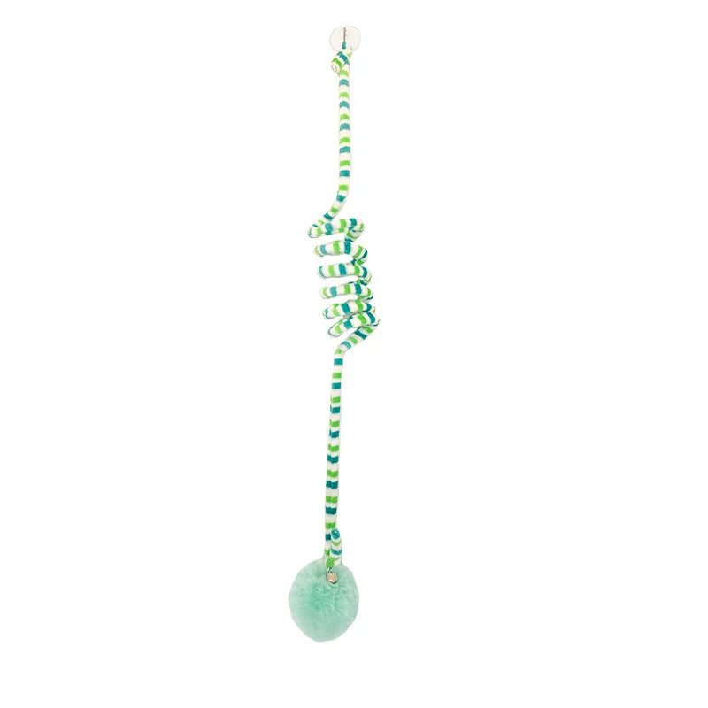 green hanging cat toy rope with a ball on the end