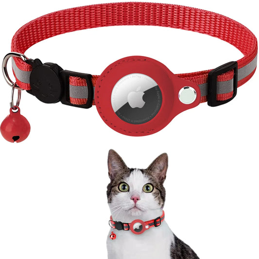 red glow cat collar with a small bell and a tracker insert