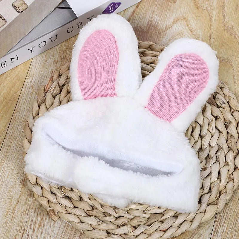 white cute cotton bunny rabbit ears hat warmer for cats