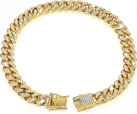 cute gold rose bling collar for cats 