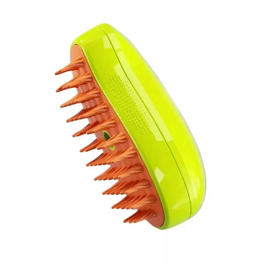 a green and orange cat steamer grooming brush